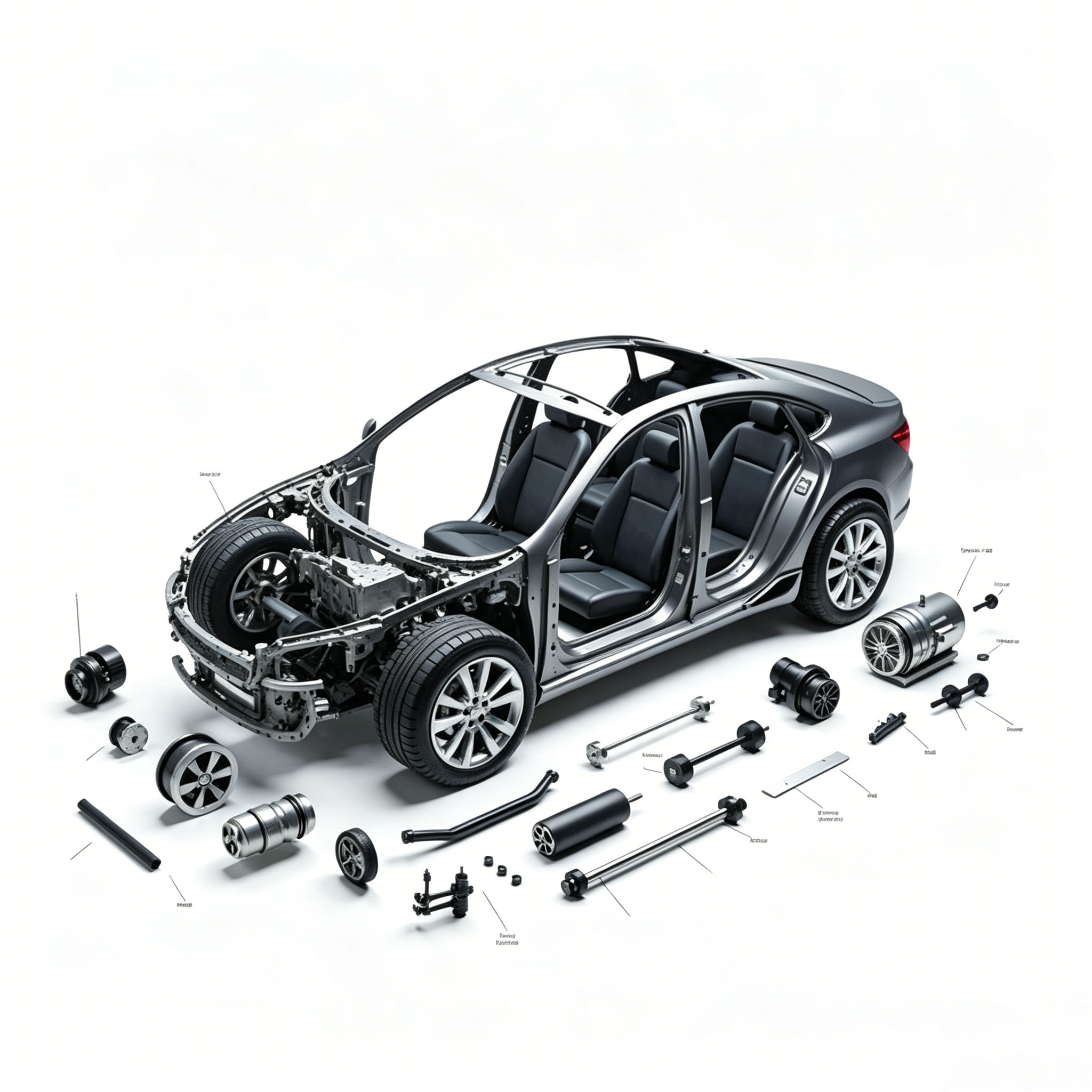 Componentes estruturais automotivos de alum&iacute;nio fundido e pe&ccedil;as de chassis