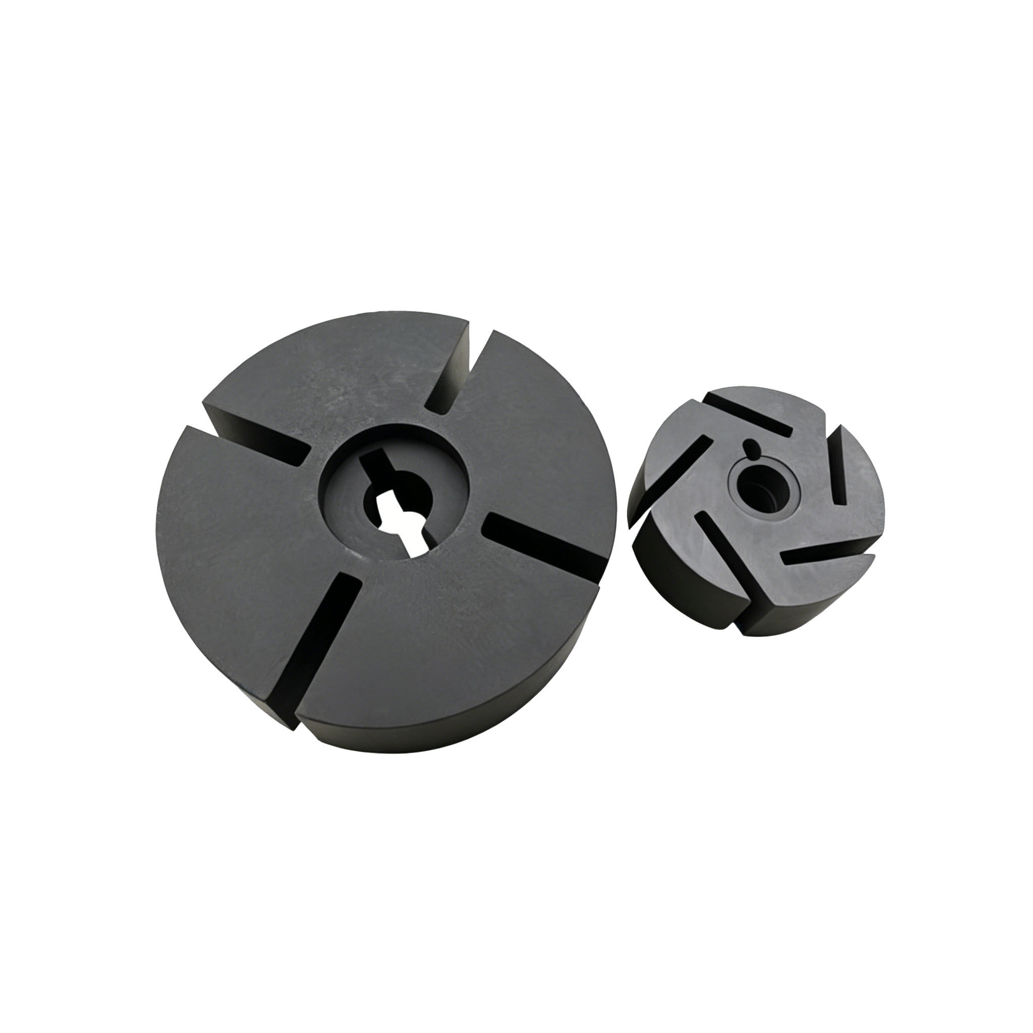 Close das cabe&ccedil;as do impulsor do rotor de grafite com design de palhetas otimizado para dispers&atilde;o de g&aacute;s