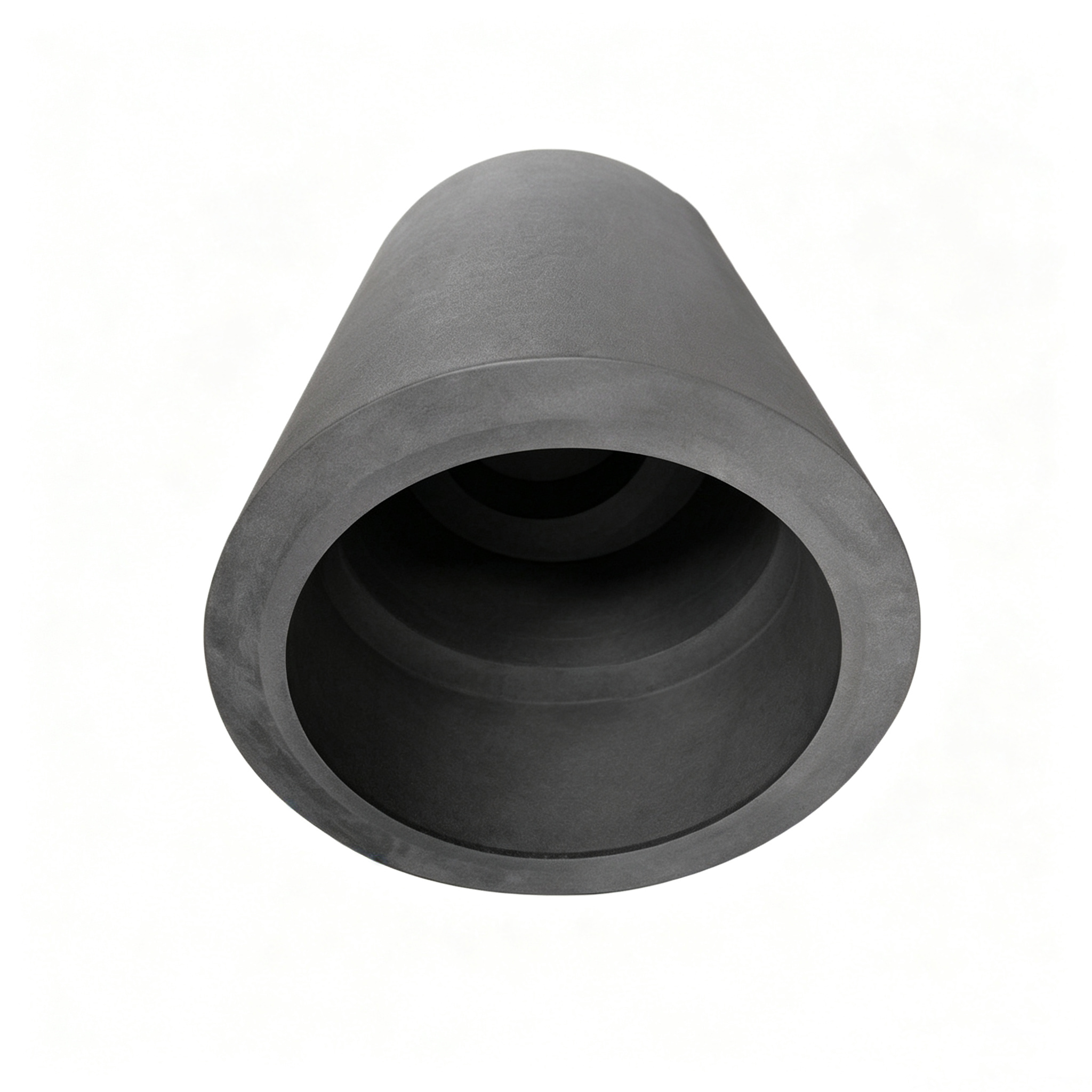 Cadinho c&ocirc;nico de grafite c&ocirc;nico, design de fundo largo e estreito para f&aacute;cil vazamento e desmoldagem de metal, interior escalonado para fluxo controlado de metal fundido, formato de engenharia de precis&atilde;o em carbono NHD