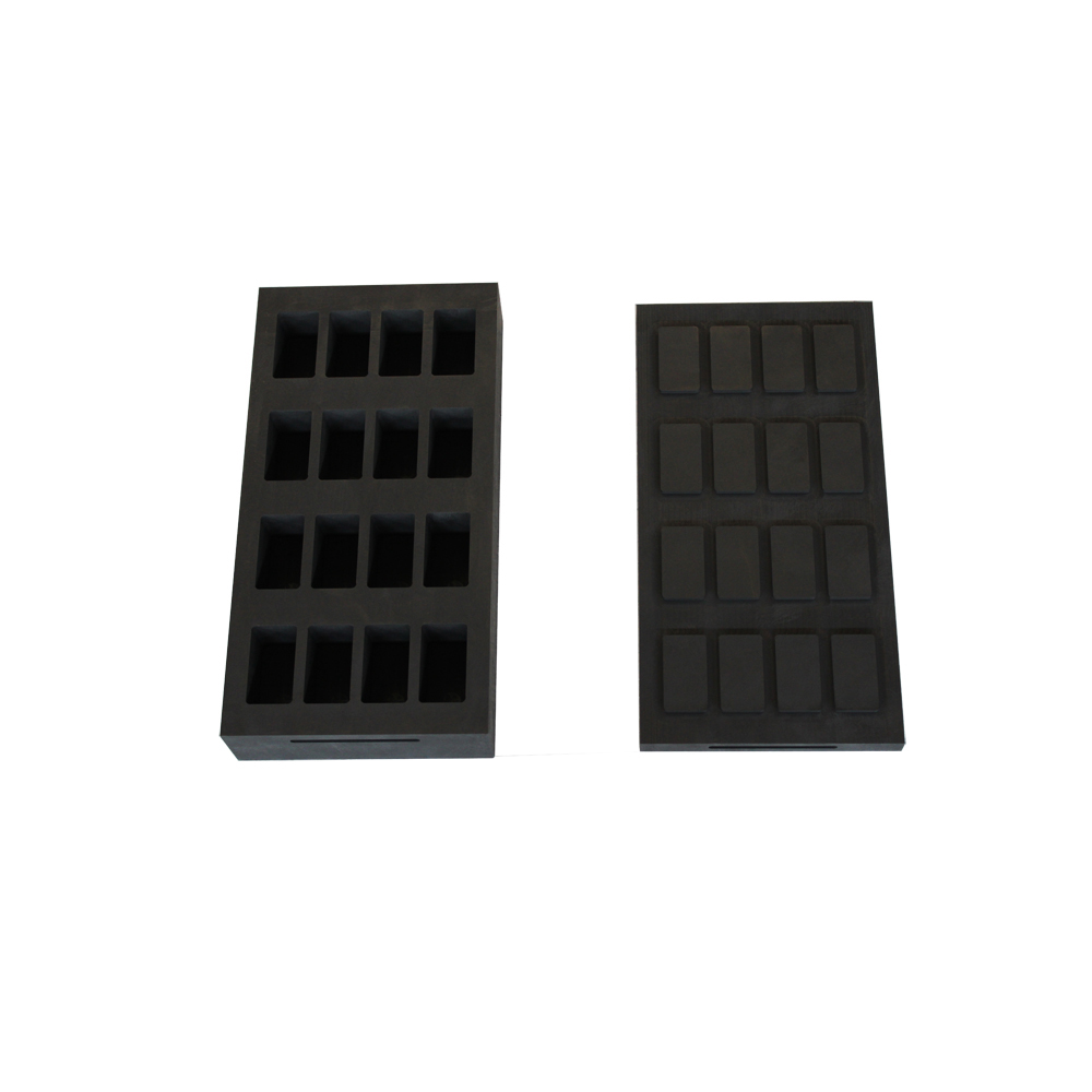 Lingote de grafite de 16 cavidades layout 4x4 com tampa para fundi&ccedil;&atilde;o de barras de ouro de alto volume