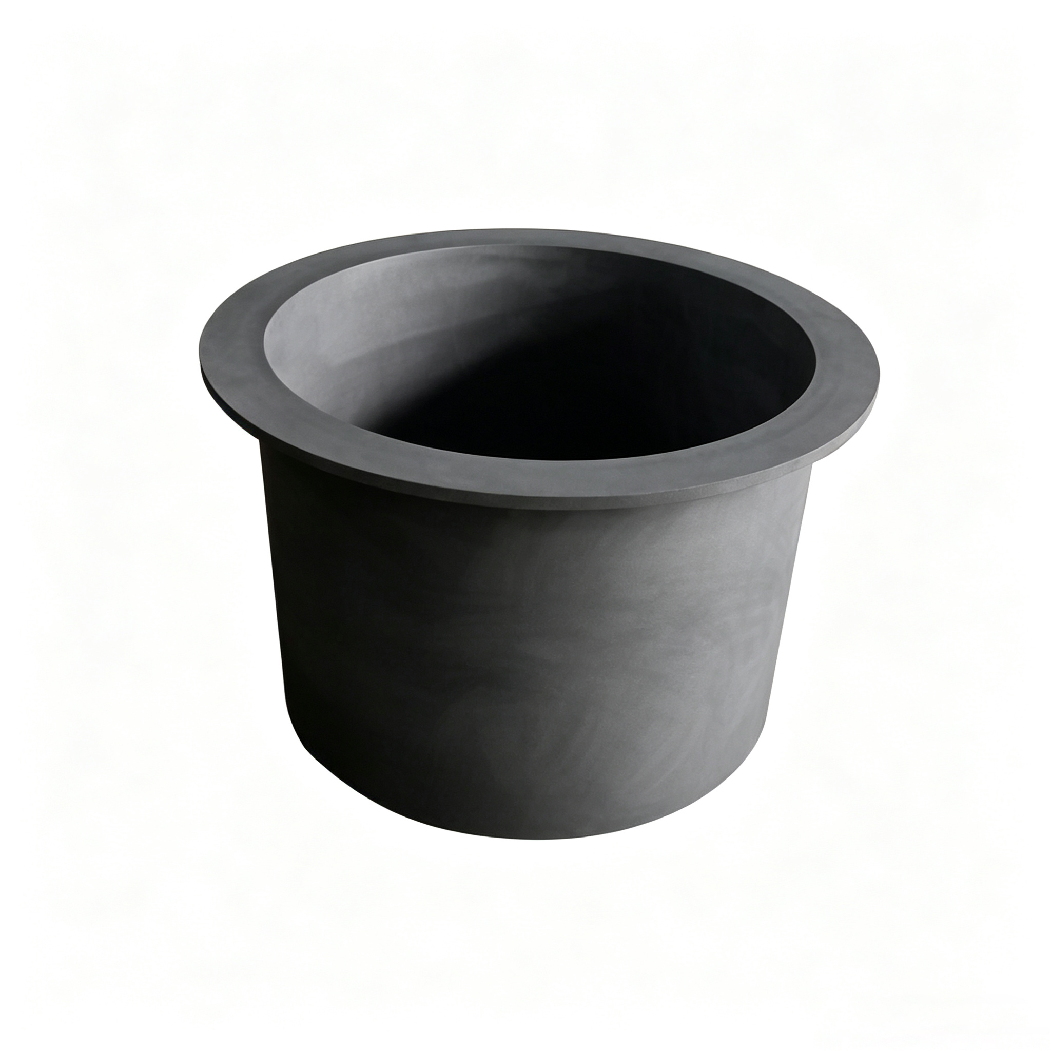 Cadinho de grafite com borda de flange larga, borda superior estendida para assento est&aacute;vel do forno e isolamento t&eacute;rmico, recipiente de fus&atilde;o industrial resistente para fundi&ccedil;&atilde;o cont&iacute;nua, design refor&ccedil;ado com carbono NHD