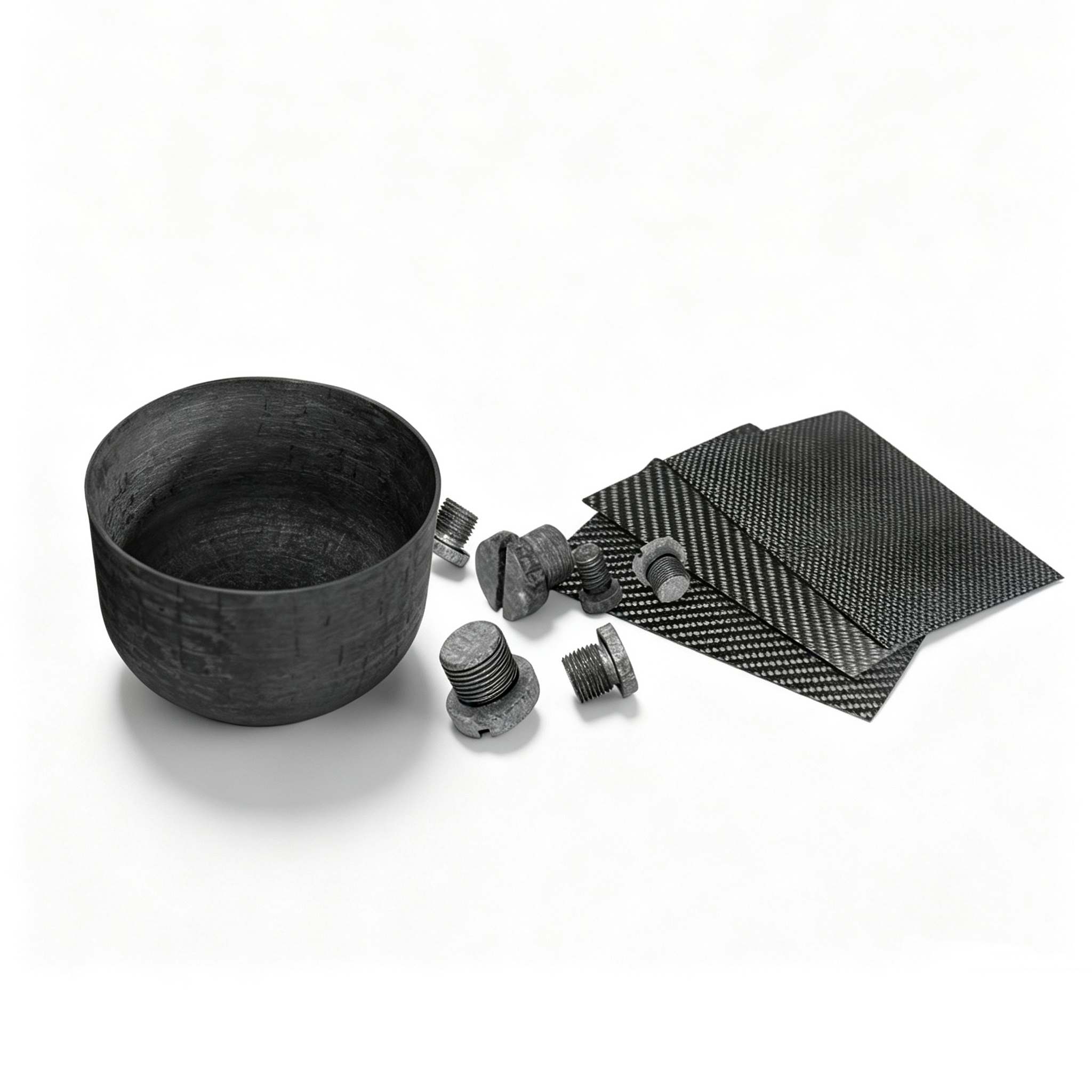 Materiais C/C compostos de carbono-carbono, incluindo cadinho tecido, parafusos usinados em CNC e placas de fibra, componentes estruturais t&eacute;rmicos de alto desempenho para aplica&ccedil;&otilde;es em fornos aeroespaciais NHD Carbon