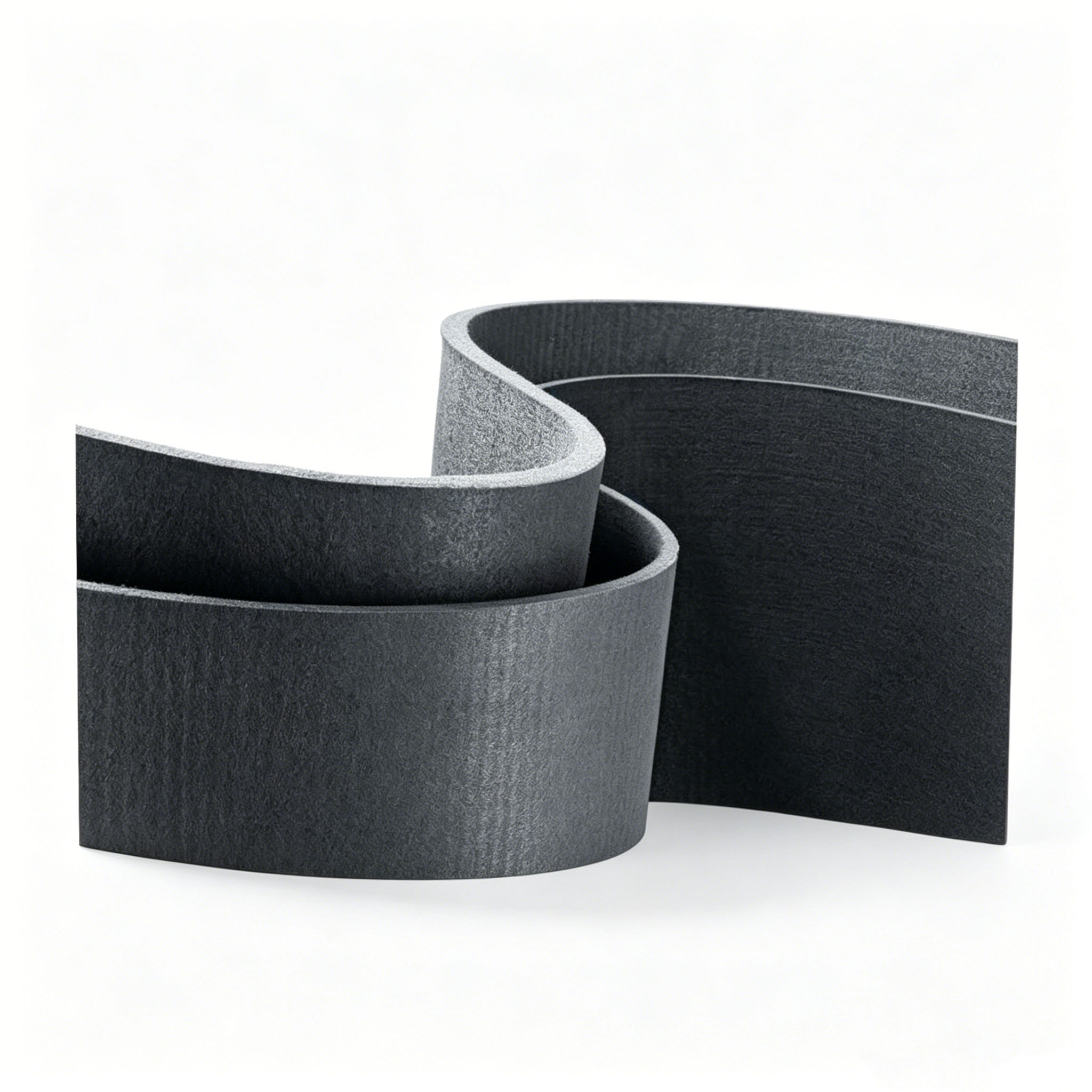 Feltro de grafite macio &agrave; base de rayon demonstrando flexibilidade ao dobrar em formato de S para f&aacute;cil instala&ccedil;&atilde;o em c&acirc;maras curvas de forno