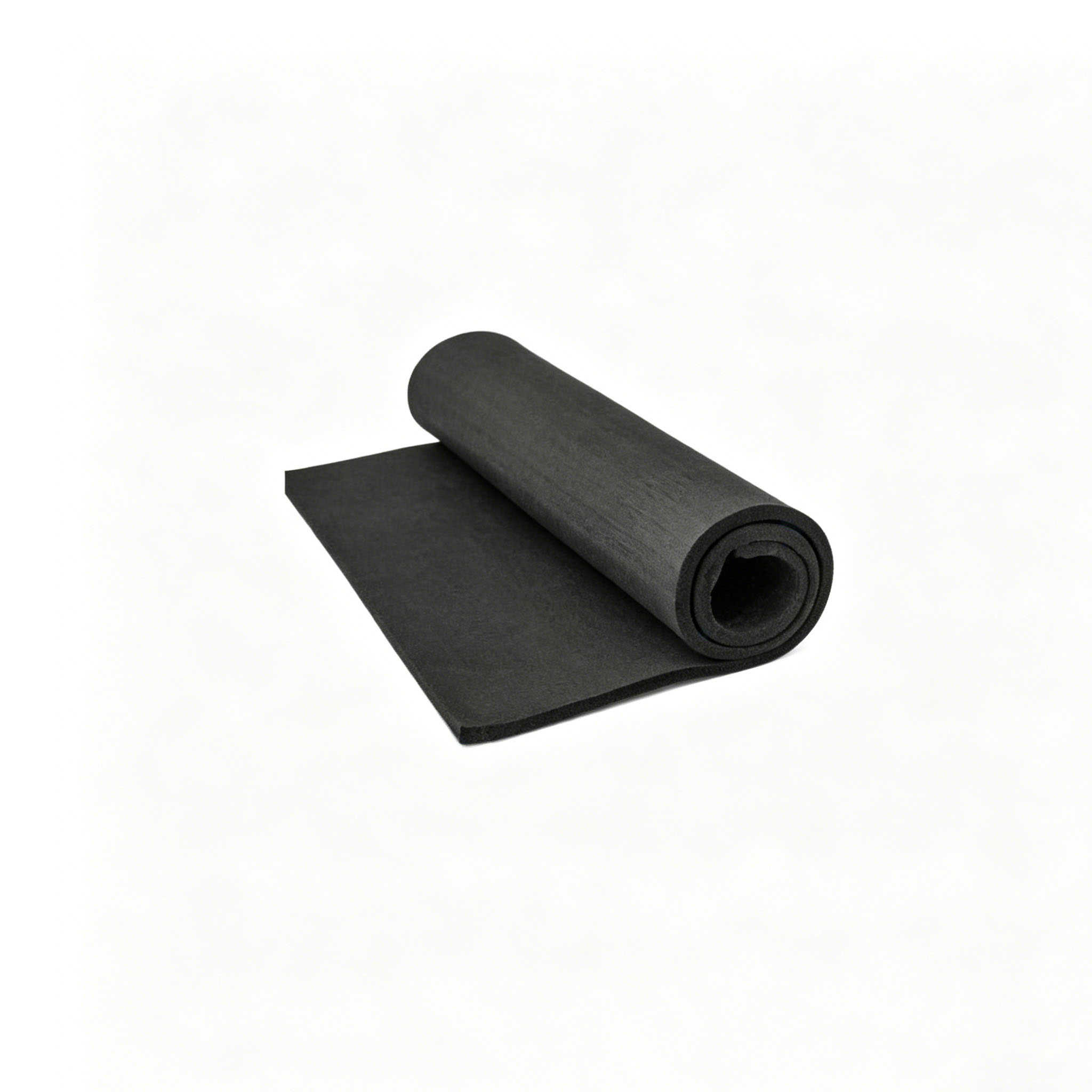 Rolo &uacute;nico de feltro de grafite macio &agrave; base de rayon posicionado em &acirc;ngulo mostrando embalagem cil&iacute;ndrica para material de isolamento de forno a v&aacute;cuo